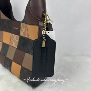 Coach Oversized Black Hang Tag Bag Charm In Leather CFT59 NWT